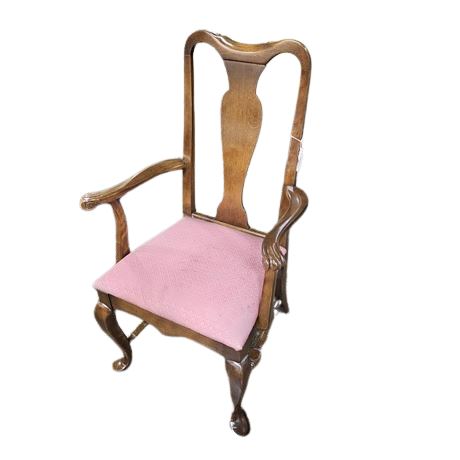 Ethan Allen Queen Anne Upholstered Seat Armchair