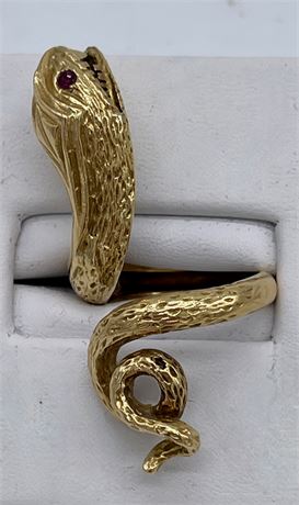 14K Yellow Gold Snake Fashion Ring
