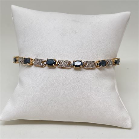 Sapphire and Diamond Sterling Bracelet