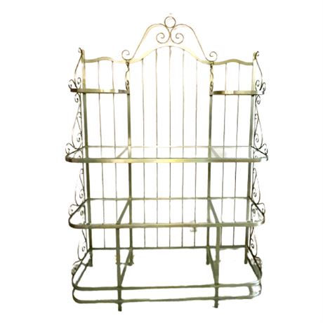 Brass and Glass Bakers Rack Display