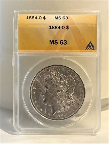1884 O Silver Morgan Dollar ANACS MS63