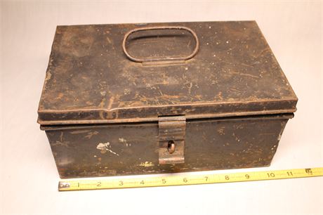 Vintage Metal Tackle Box and Contents