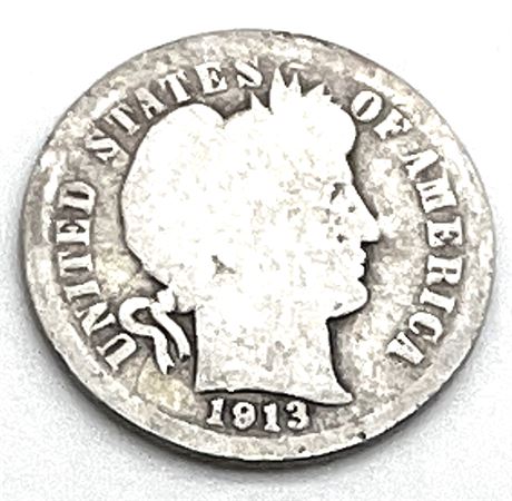 1913 Silver Barber Dime