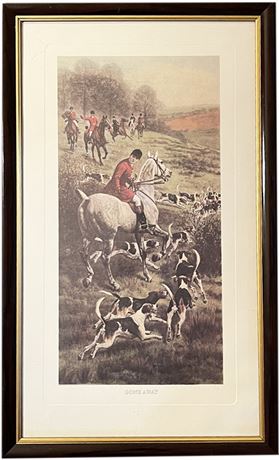 "Gone Away",Vintage English Fox Hunt Print