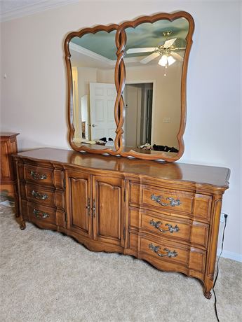 Continental Furniture Co. French Country Triple Door 9 Drawer Dresser w/ Mirror