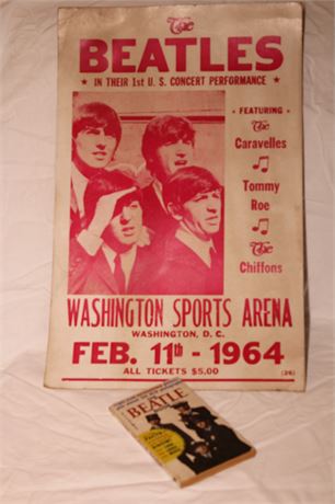 1964 The Beatles Washington, D.C. Concert Advertisement Poster and Book