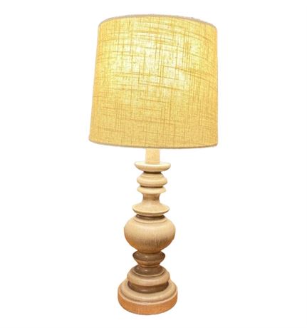 Traditional Rustic Wood Turned Table Lamp with Shade