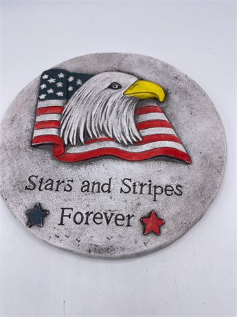 USA garden stone/stepping Stars and Stripes forever wall mountable NEW