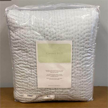 New - Light Blue King Size Quilted Comforter by Garnet Hill