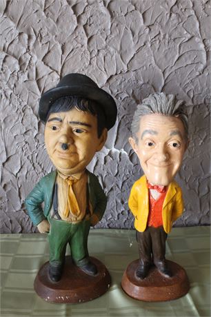 Vintage 1970's Stan Laurel & Oliver Hardy Chalkware Figurines Esco Prod.