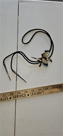 Bennett turquoise,  mother of pearl & Silver Bolo Tie