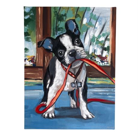 Boston Terrier Stretched Canvas Print